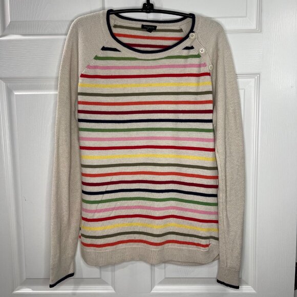 Talbots Striped Sweater Women's Size Medium Multicolored Nylon, Lambswool - Picture 2 of 13